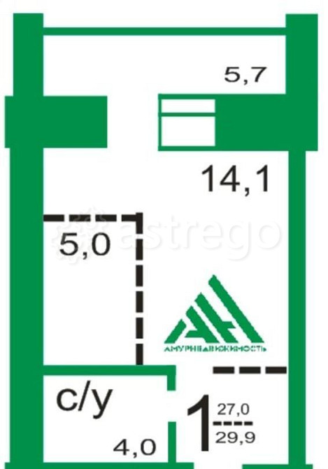 1-комн. квартира, 30.5 м2, 4/12 эт. Благовещенск - изображение 2