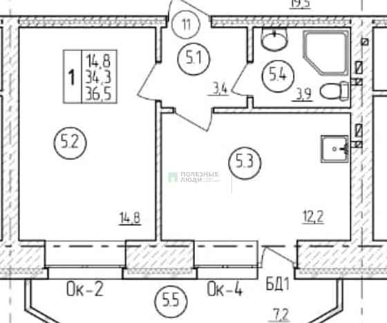 1-комн. квартира, 36.5 м2, 5/9 эт. Благовещенск