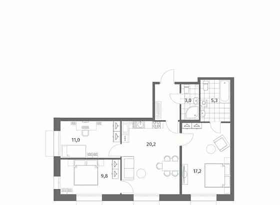 3-комн. квартира, 70.7 м2, 3/13 эт. Санкт-Петербург