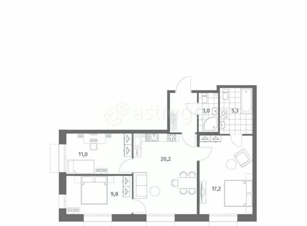 3-комн. квартира, 70.7 м2, 3/13 эт. Санкт-Петербург - изображение 5