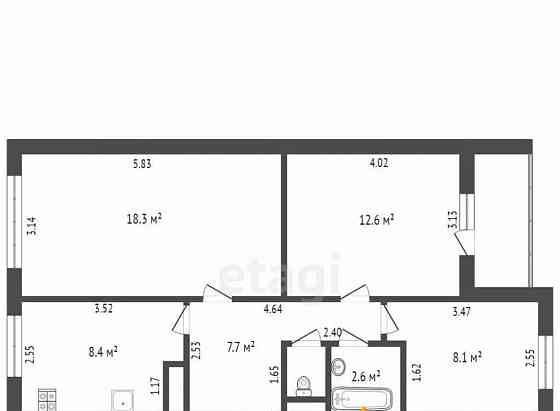 3-комн. квартира, 58.7 м2, 2/5 эт. Котлас