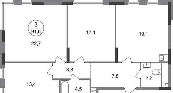 3-комн. квартира, 91 м2, 8/17 эт. Москва
