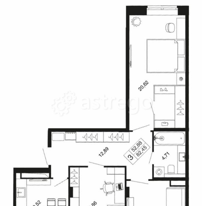 3-комн. квартира, 82.45 м2, 6/9 эт. Апрелевка - изображение 1