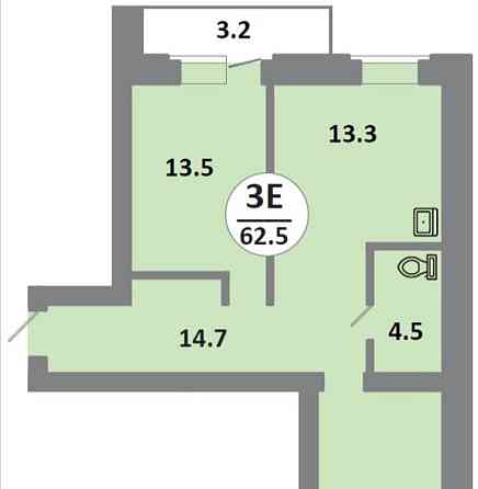 3-комн. квартира, 63.2 м2, 2/14 эт. Красноярск