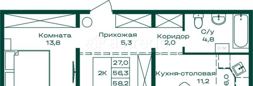 2-комн. квартира, 58.2 м2, 6/8 эт. Майма - изображение 7