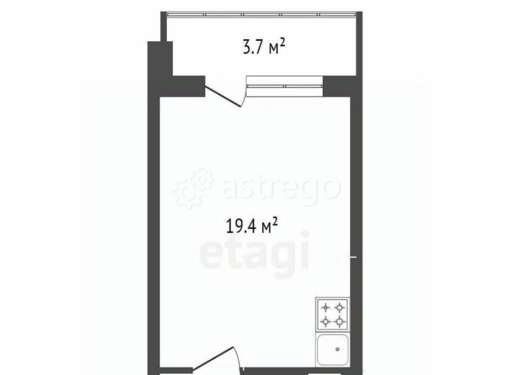Студия, 26.9 м2, 7/19 эт. Красноярск - изображение 1