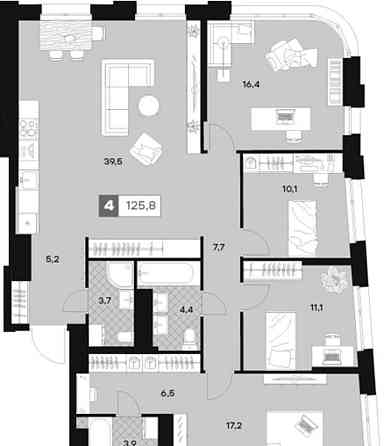4-комн. квартира, 125.8 м2, 18/30 эт. Москва