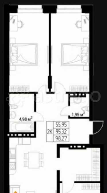 Студия, 98.27 м2, 9/9 эт. Горно-Алтайск - изображение 1