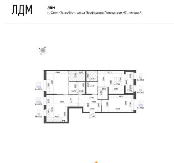 3-комн. квартира, 126.4 м2, 4/6 эт. Санкт-Петербург