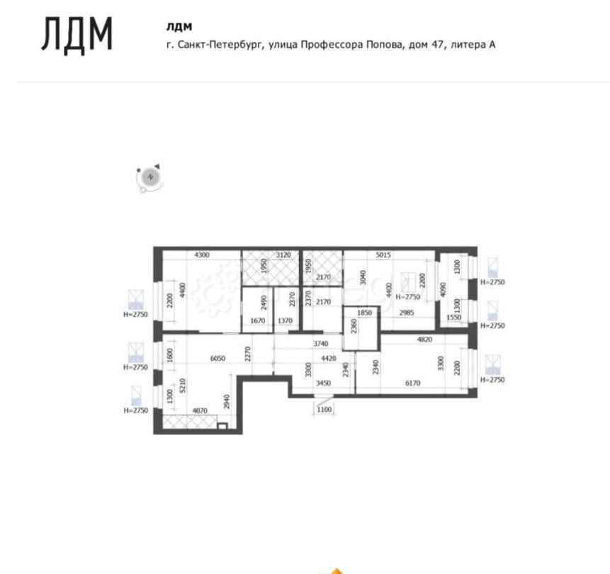 3-комн. квартира, 126.4 м2, 4/6 эт. Санкт-Петербург - изображение 2