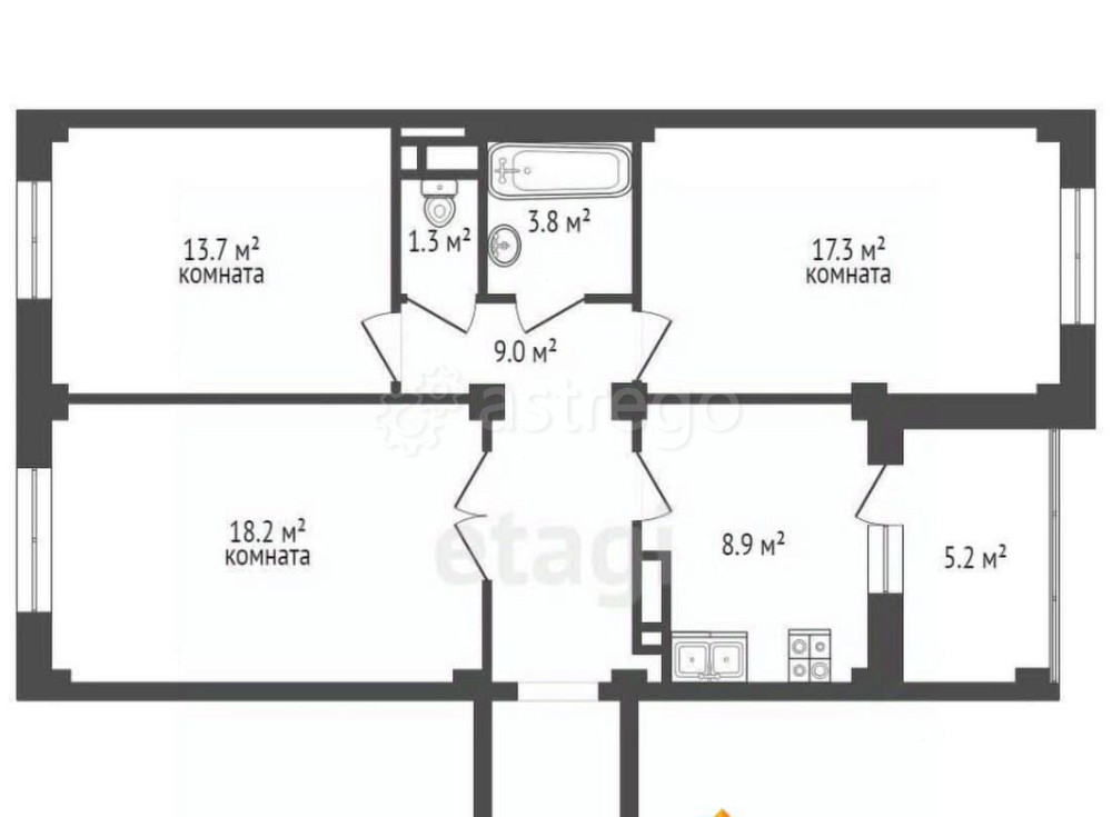 3-комн. квартира, 79.9 м2, 16/16 эт. Подольск - изображение 5