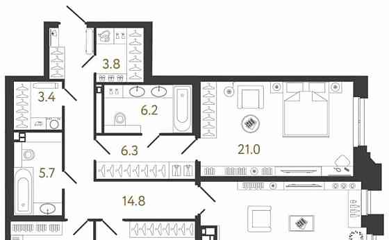 3-комн. квартира, 128.2 м2, 3/8 эт. Санкт-Петербург