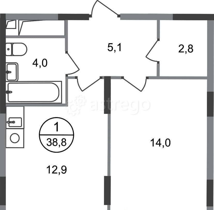 1-комн. квартира, 38 м2, 12/17 эт. Москва - изображение 1