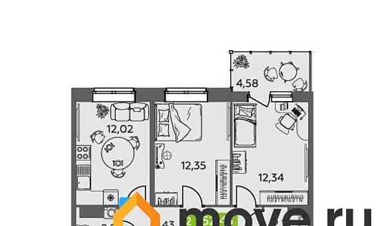 2-комн. квартира, 52.43 м2, 5/9 эт. Северодвинск