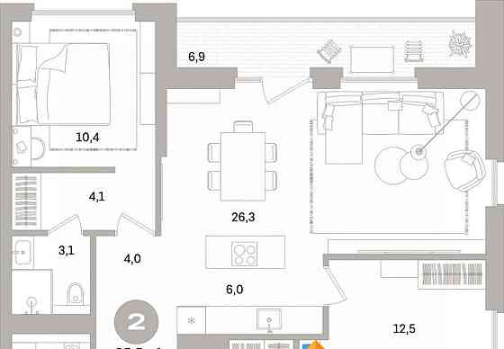 2-комн. квартира, 85.5 м2, 2/15 эт. Санкт-Петербург