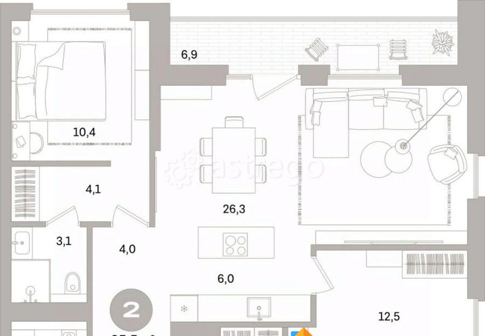 2-комн. квартира, 85.5 м2, 2/15 эт. Санкт-Петербург - изображение 5