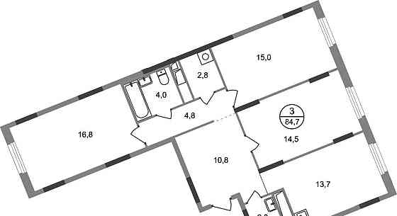 3-комн. квартира, 84 м2, 8/17 эт. Москва