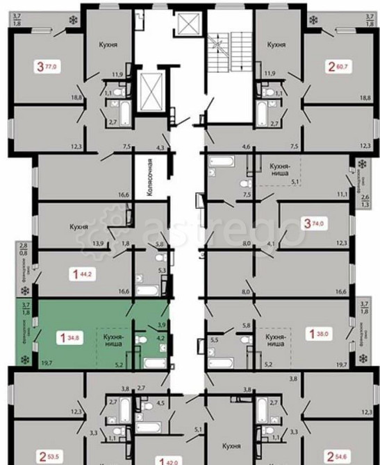 1-комн. квартира, 34.8 м2, 15/17 эт. Красноярск - изображение 3
