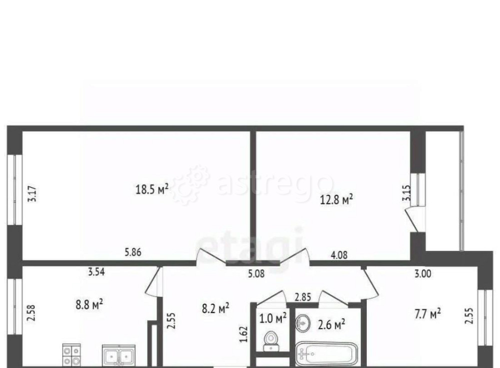 3-комн. квартира, 59.2 м2, 5/5 эт. Котлас - изображение 3