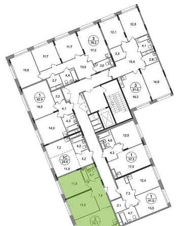 2-комн. квартира, 53 м2, 5/17 эт. Москва