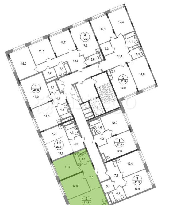 2-комн. квартира, 53 м2, 5/17 эт. Москва - изображение 4