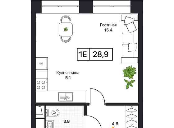 Студия, 29.3 м2, 8/17 эт. Пушкино