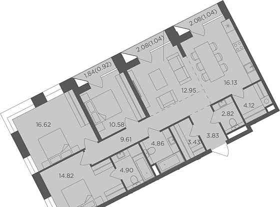 4-комн. квартира, 107.8 м2, 12/16 эт. Москва