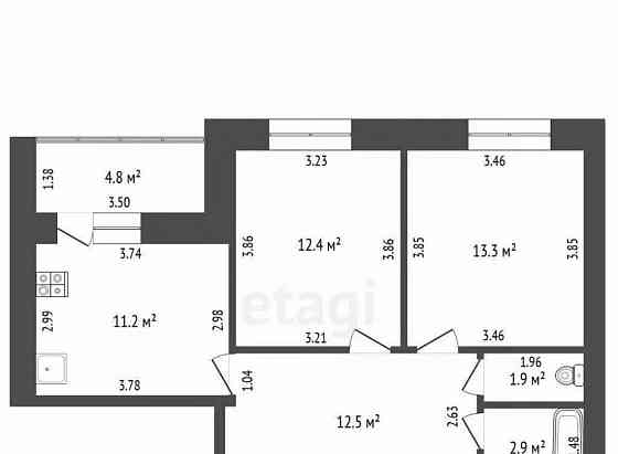 3-комн. квартира, 72.4 м2, 2/10 эт. Стерлитамак
