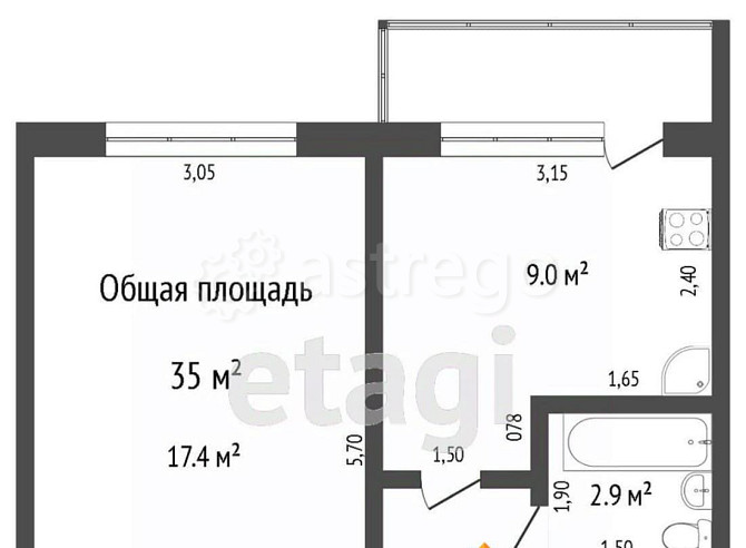 1-комн. квартира, 37.4 м2, 8/9 эт. Бийск - изображение 2