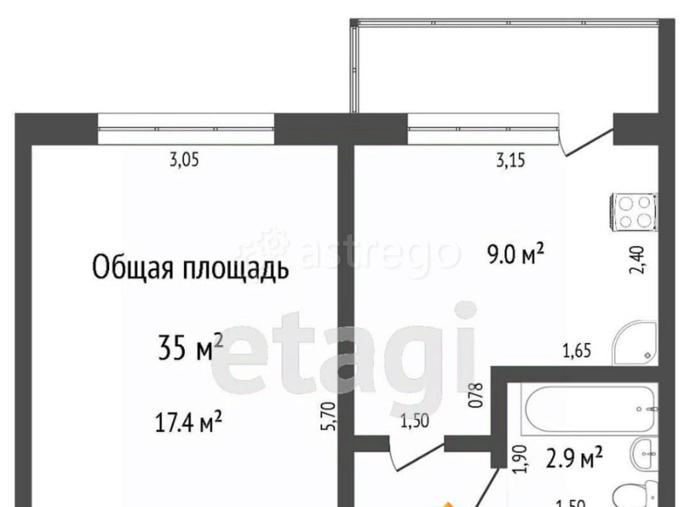 1-комн. квартира, 37.4 м2, 8/9 эт. Бийск - изображение 2