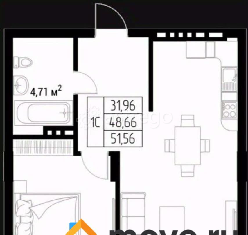 Студия, 51.7 м2, 2/9 эт. Горно-Алтайск - изображение 1