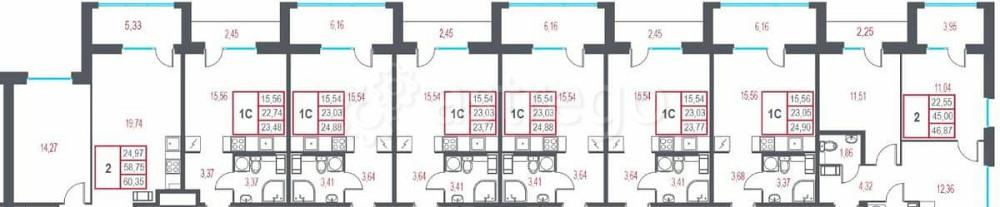2-комн. квартира, 46.08 м2, 3/7 эт. Санкт-Петербург - изображение 1