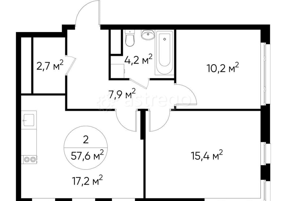 2-комн. квартира, 57 м2, 8/17 эт. Москва - изображение 1