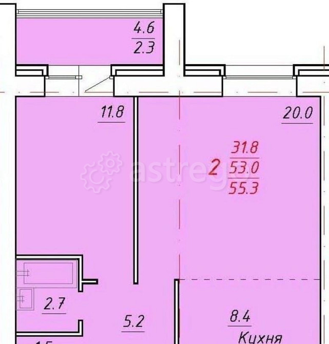 2-комн. квартира, 55.3 м2, 1/9 эт. Новоалтайск - изображение 2