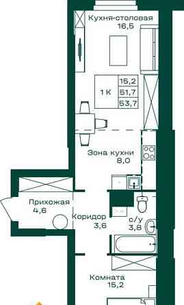 1-комн. квартира, 53.7 м2, 7/8 эт. Майма