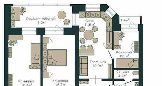 4-комн. квартира, 102.7 м2, 1/5 эт. Санкт-Петербург