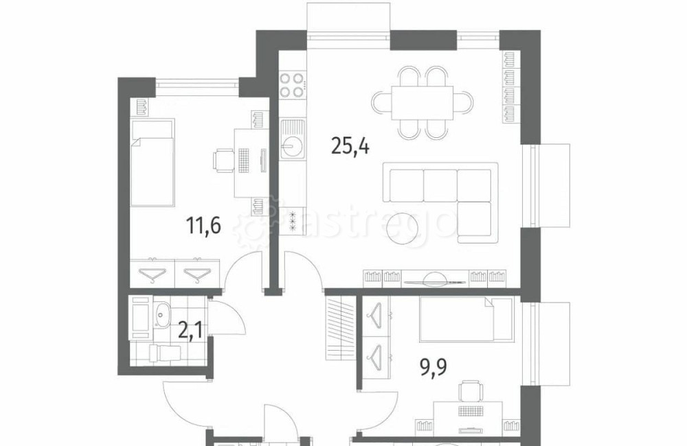 3-комн. квартира, 76.2 м2, 3/12 эт. Санкт-Петербург - изображение 7