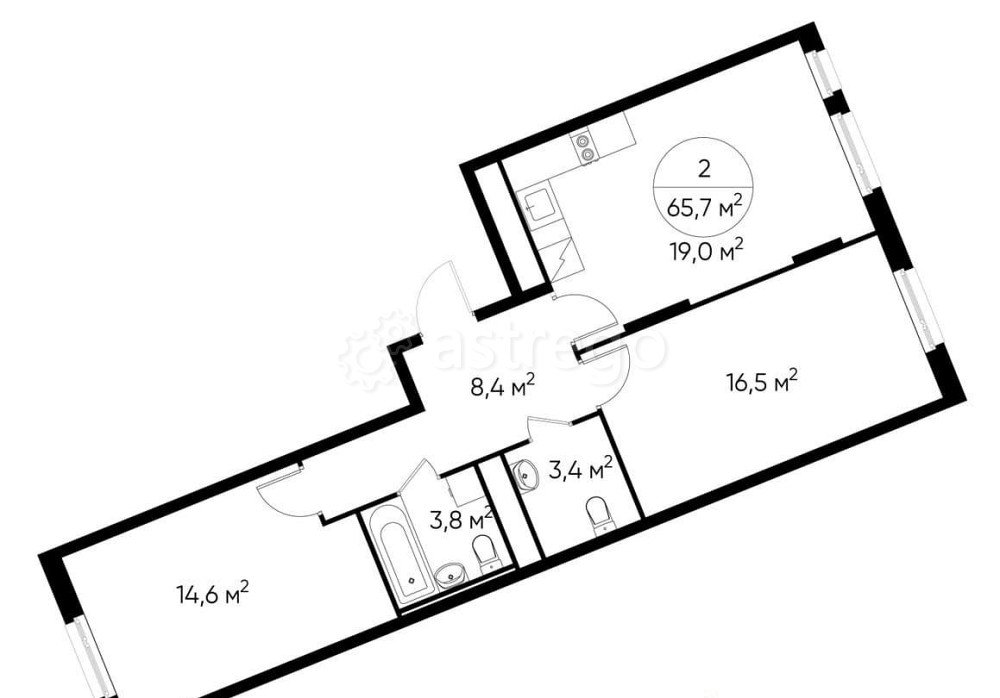 2-комн. квартира, 65 м2, 14/17 эт. Москва - изображение 1