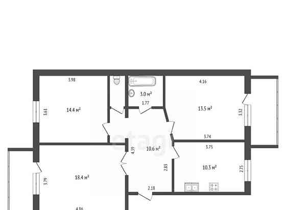 3-комн. квартира, 71.5 м2, 5/5 эт. Котлас