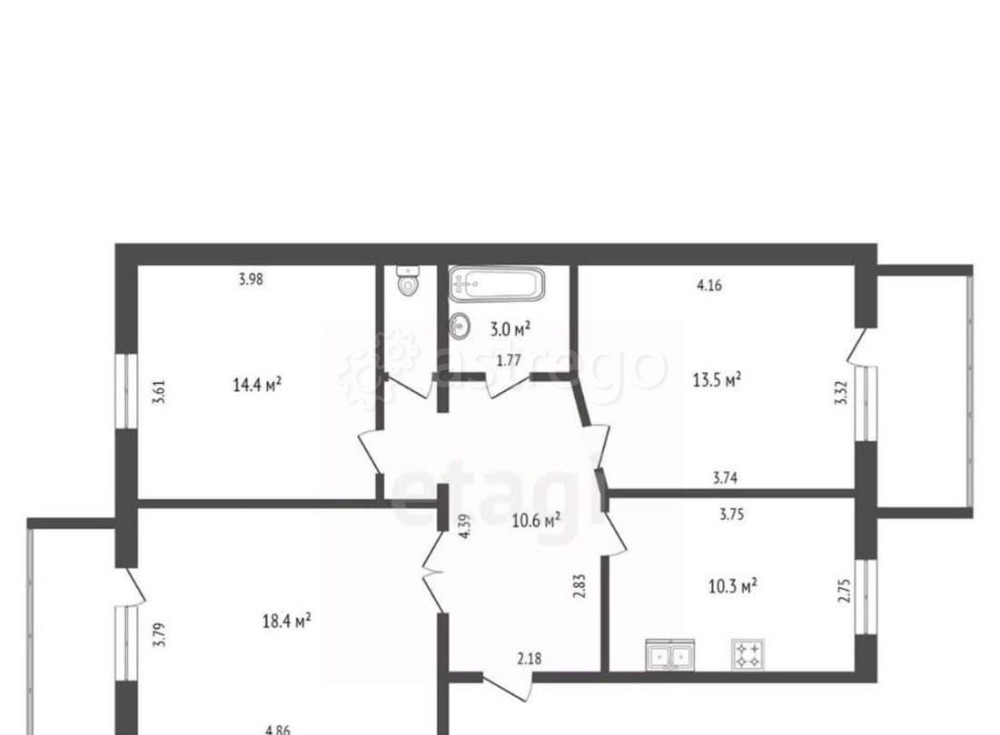 3-комн. квартира, 71.5 м2, 5/5 эт. Котлас - изображение 2