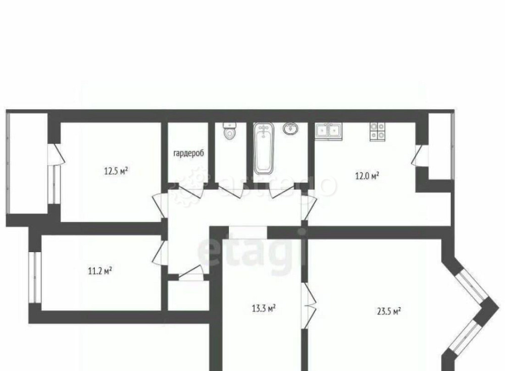 3-комн. квартира, 91.2 м2, 3/12 эт. Архангельск - изображение 6