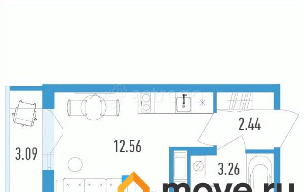Студия, 19.19 м2, 10/12 эт. Санкт-Петербург - изображение 1