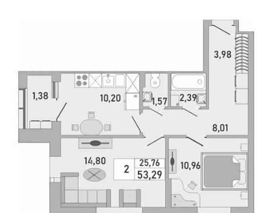 2-комн. квартира, 54.17 м2, 17/24 эт. Уфа