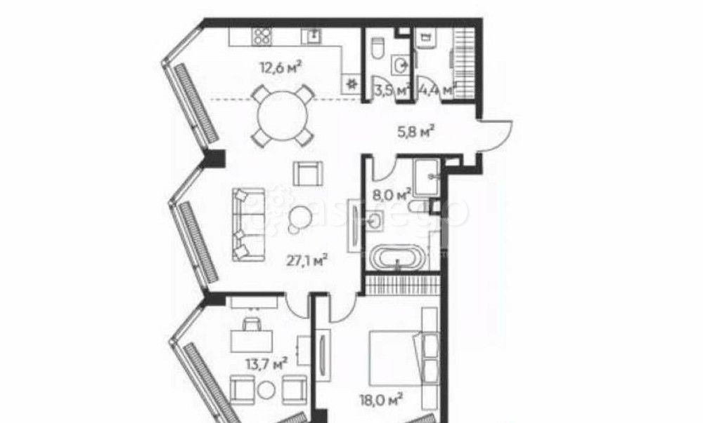 3-комн. квартира, 92 м2, 18/32 эт. Москва - изображение 1