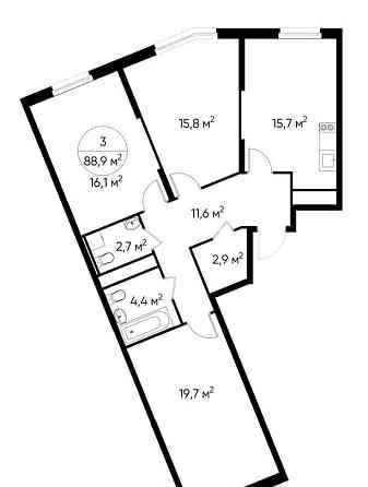3-комн. квартира, 88 м2, 5/17 эт. Москва