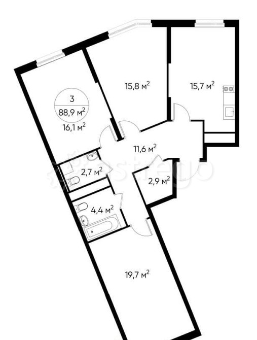 3-комн. квартира, 88 м2, 5/17 эт. Москва - изображение 1