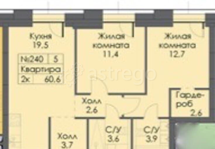 2-комн. квартира, 60.6 м2, 19/20 эт. Москва - изображение 8
