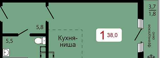 1-комн. квартира, 38 м2, 17/17 эт. Красноярск