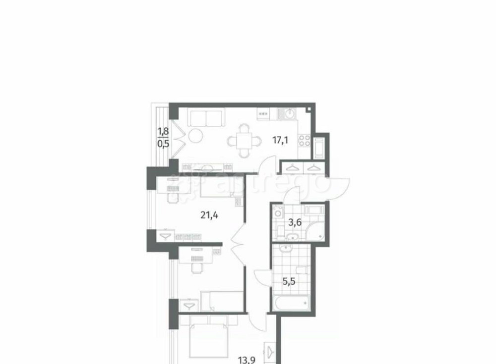 2-комн. квартира, 73.4 м2, 7/8 эт. Санкт-Петербург - изображение 6