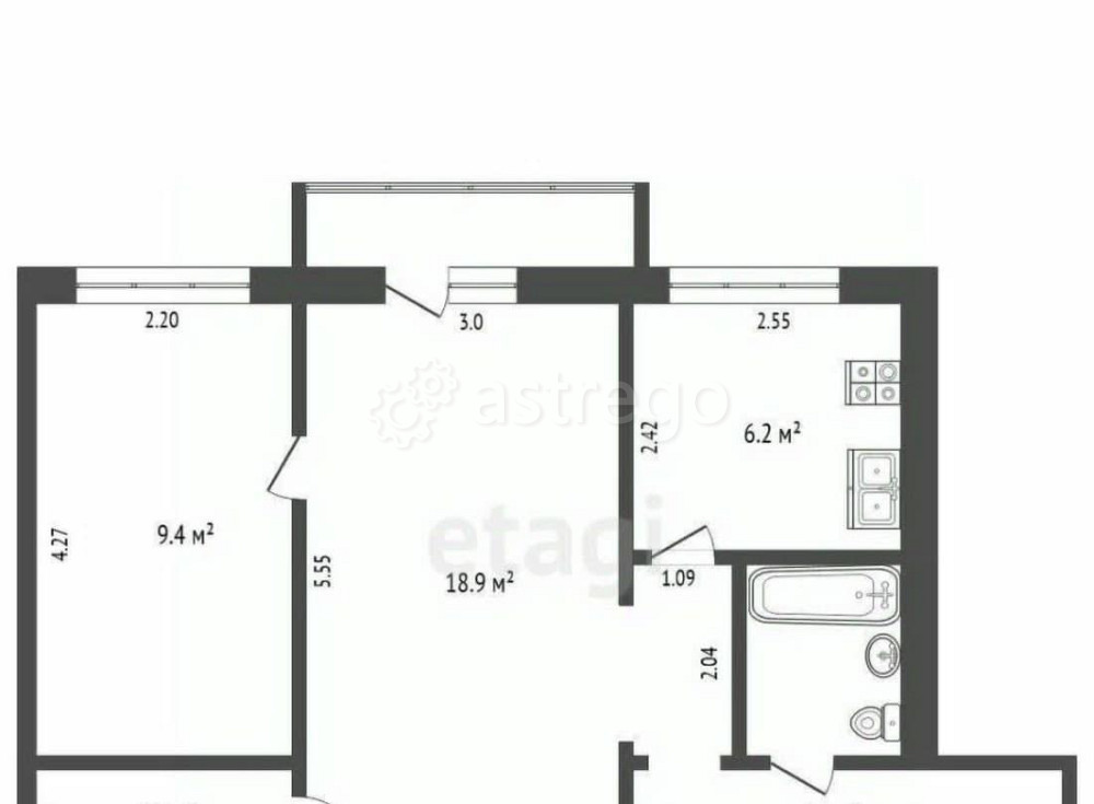 2-комн. квартира, 45.4 м2, 2/4 эт. Кашира - изображение 5